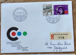 Lettre recommandée avec obl. spéciale COL-DES-ROCHES 4.7.87