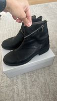 Schwarze Lederstiefel Stiefeletten mit Reissverschluss Gr.41