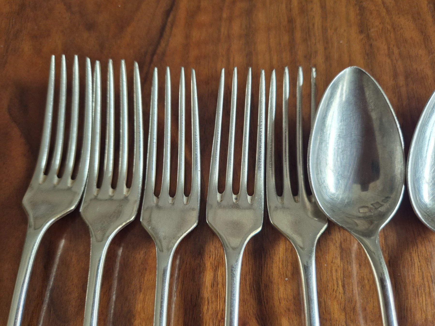 Set di posate: Besteck Set, Vintage, 5 Gabeln & 5 Löffel, Silberlook – Usato da Bern venduto da aronari 4