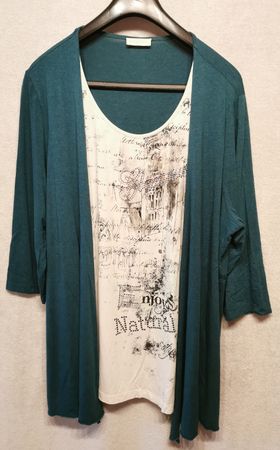 Bonita Shirt / Top XXL, Türkis grün / Weiss, Sommer Look