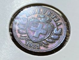 Schweiz 2 Rappen 1931 B unz + Perlmutt Patina +