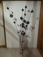 Grosse Glas Bodenvase inkl. dekorativer Holzstäbe
