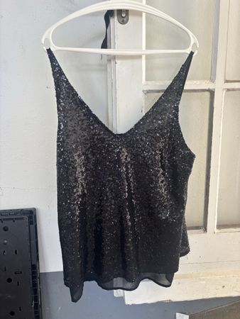 Only one Pailletten Top in Schwarz 