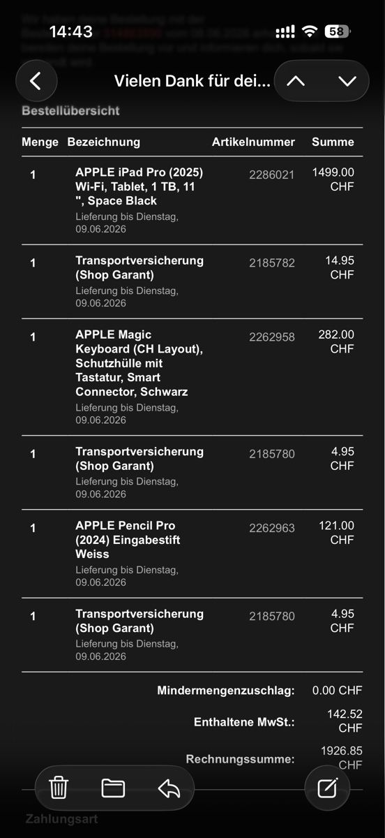 Apple Tablet PC: iPad Pro (2025) 1TB space black – Neu (gemäss Beschreibung) aus Bronschhofen von nachzieheffekt 1