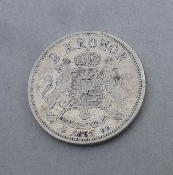 Alle Münzen: Norwegen ++ 2.- Kronen 1897 – Gebraucht aus Walkringen von Casablanca777 1
