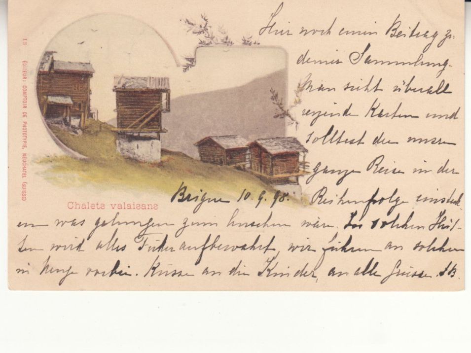 Cartes postales: Chalets valaisans 1898 mit ST Brigue – D'occasion à Bürglen TG par StampGraf