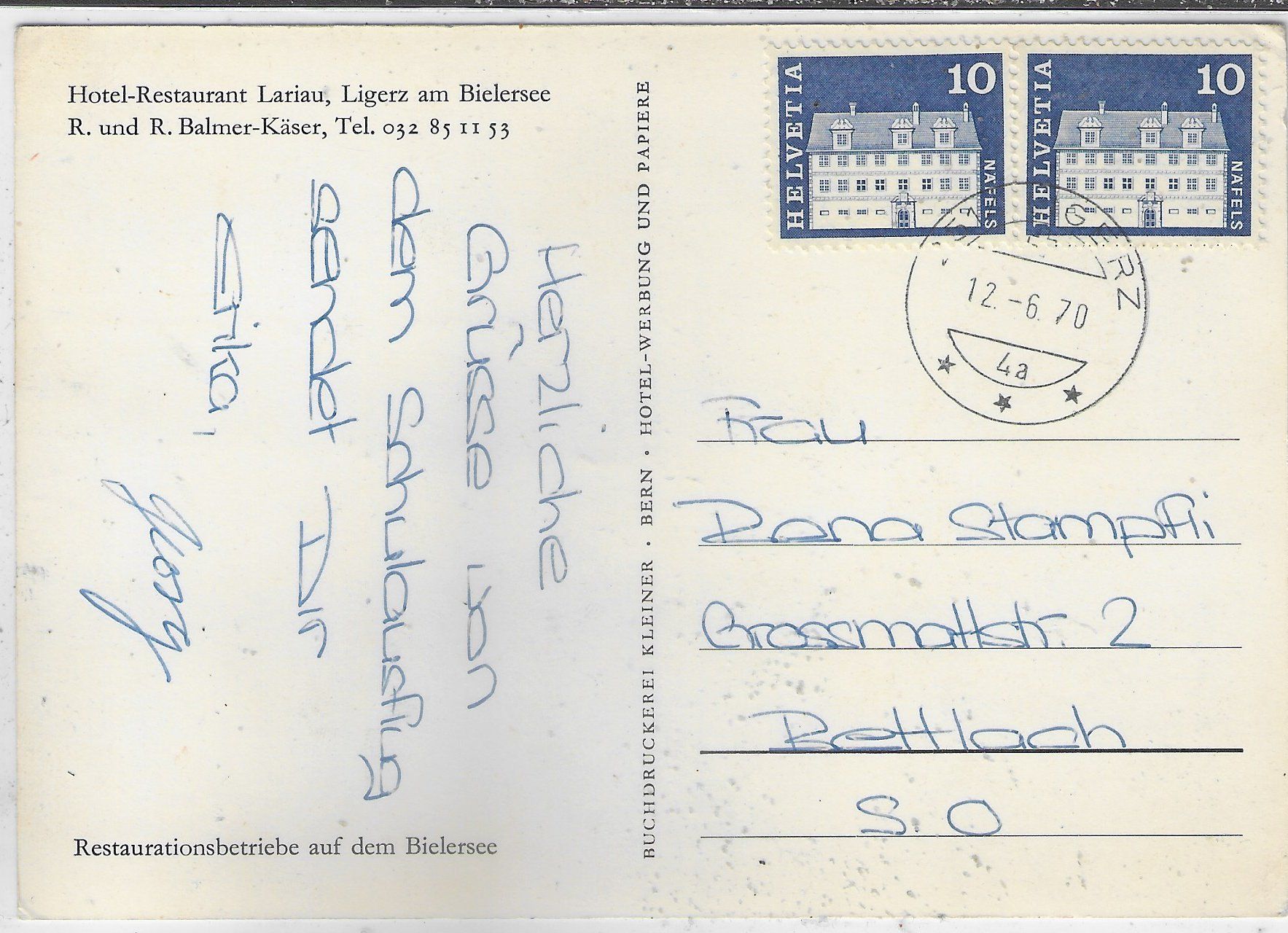 Cartoline postali: Hotel-Restaurant Lariau - Ligerz – Usato da Ettingen venduto da Kartenplanet 1