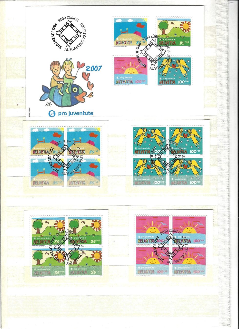 Tutti i francobolli: Pro Juventute 2007 4 blocs  neuf+ idem oblit.+env FDC 20.11 – Nuovo e nell'imballaggio originale da Uvrier venduto da matdivers 1