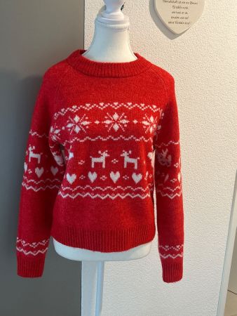Weihnachtspullover rot mit Rentier Muster von FB Sister Gr.S