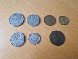 7 Stück Münzen Grossbritannien 1875-1952 inkl. Silbermünzen