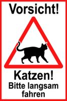 Achtung Katzen Blechschild Warntfafel Verkehr Auto 30 x 20