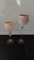 2er Set Kelch-Windlicht Mosaik Rosa Gold Glas Kerzenhalter