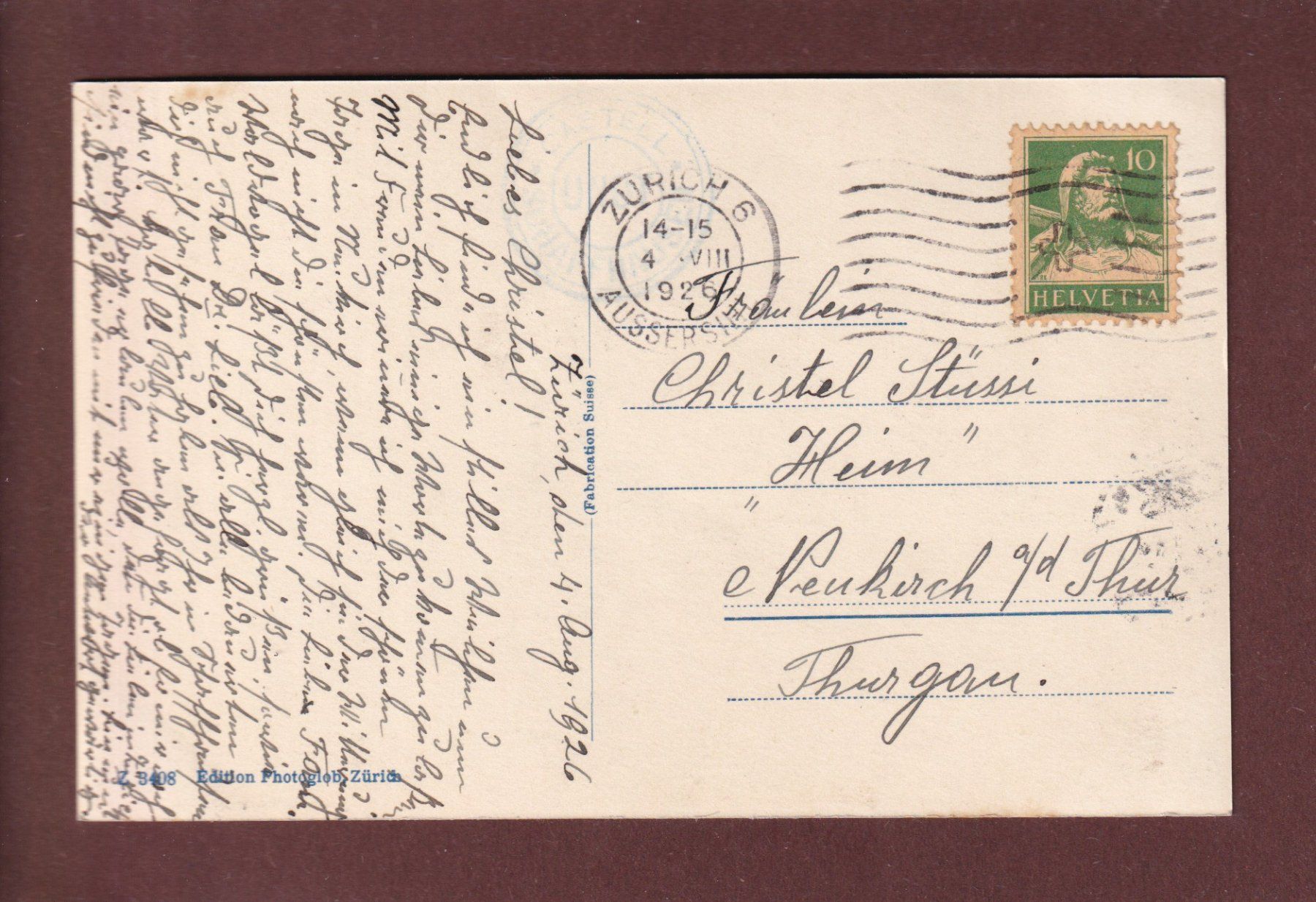 Cartoline postali: SCHAFFHAUSEN - Munot - 1926 – Usato da Pully venduto da nicecards 1
