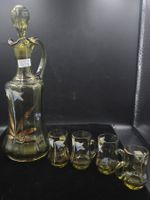 Antike Likörflasche mit Stöpsel und 4 Gläser