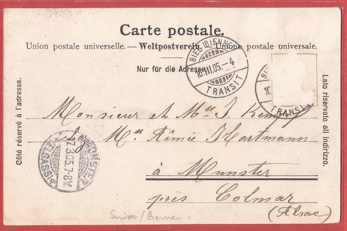 Cartoline postali: Ried bei Biel - 1905 – Usato da Fislisbach venduto da Porano 1
