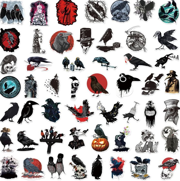50 Stk. Sticker/Aufkleber - Raben und Krähen | Kaufen auf Ricardo