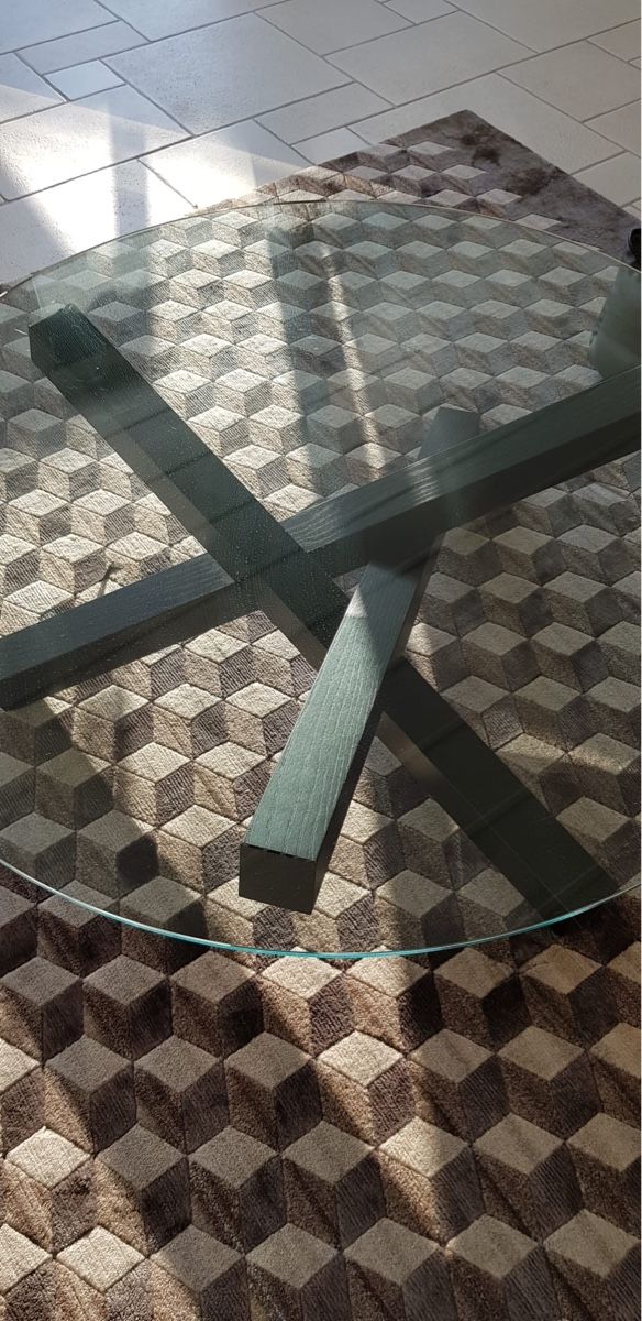 Tavoli: CAMPFIRE Design-Couchtisch - Glasplatte & Eiche schwarz – Usato da Winkel venduto da Sergiom 1