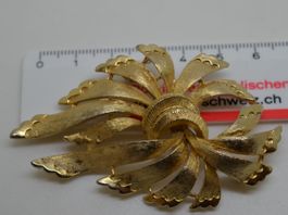 Grande broche en métal doré noeud env. 7cm