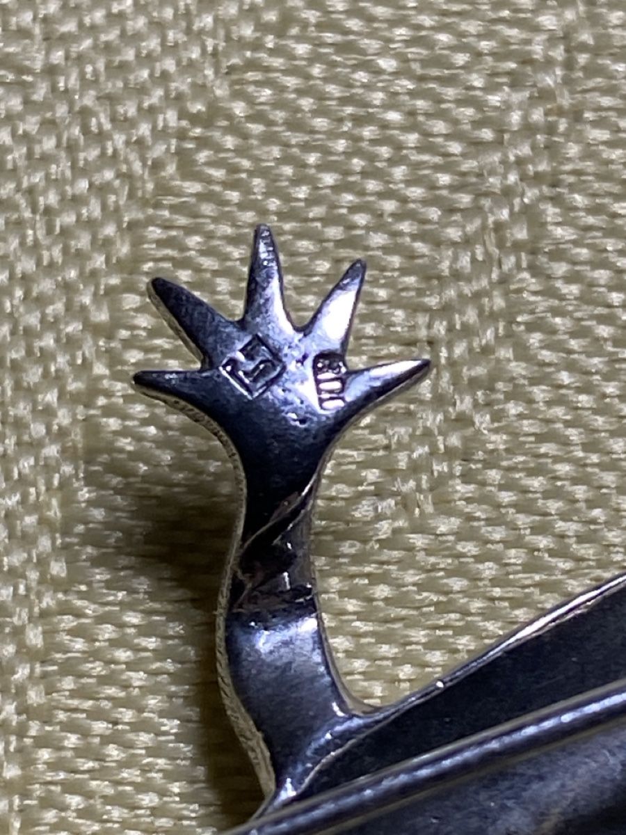 Belle Broche Ancienne En Argent 800 émaillée Fleur Bleue - Bijou Fantaisie Vintage
