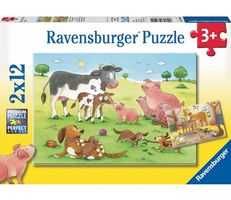 Ravensburger 2x12 Teile Puzzle Glückliche Tiere