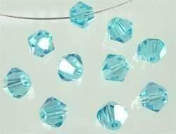 7 Perlen bicone wie SWAROVSKI 4mm aqua