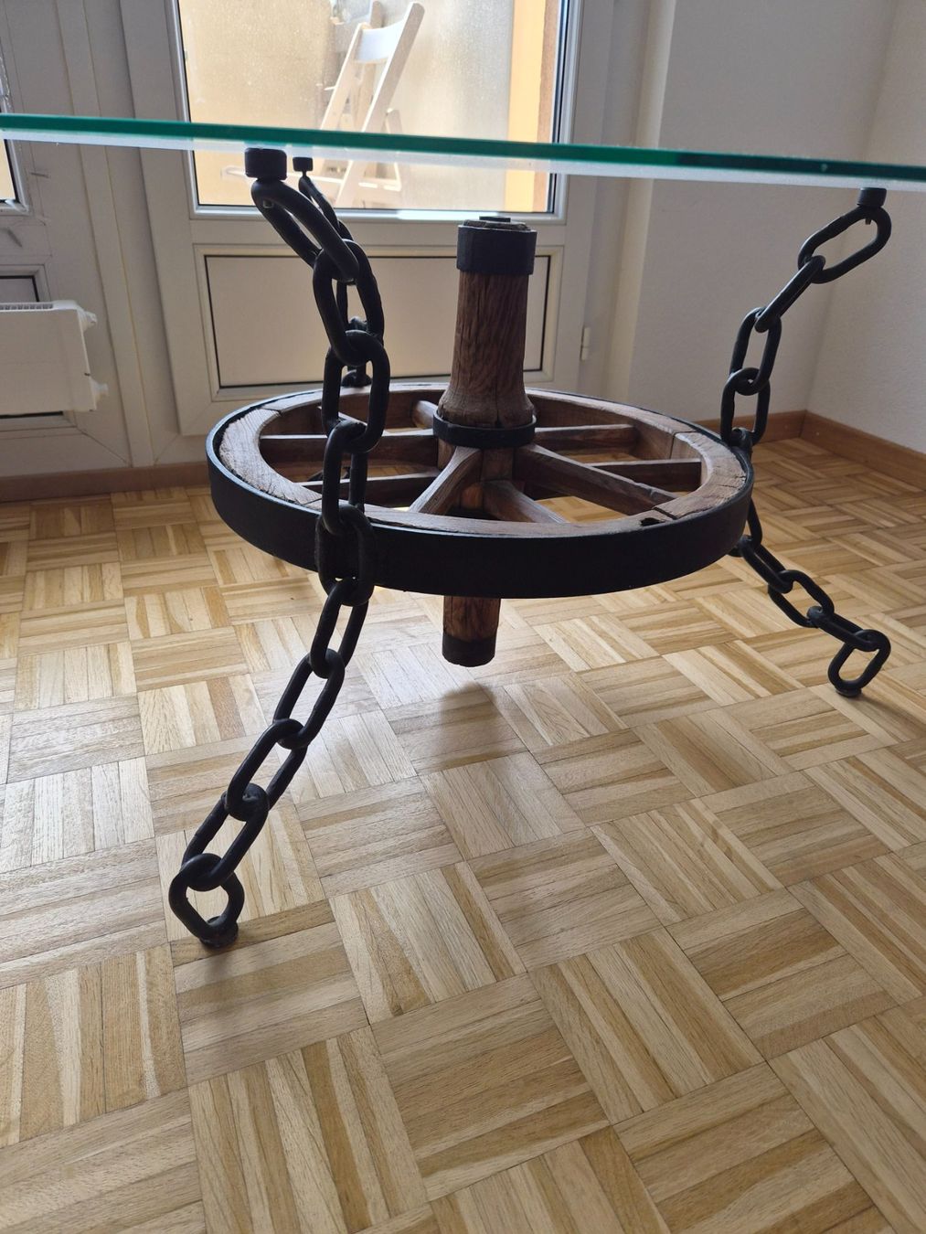 Tavoli: Magnifique table en bois, fer forgé et verre – Usato da Morges venduto da steve575m01 3