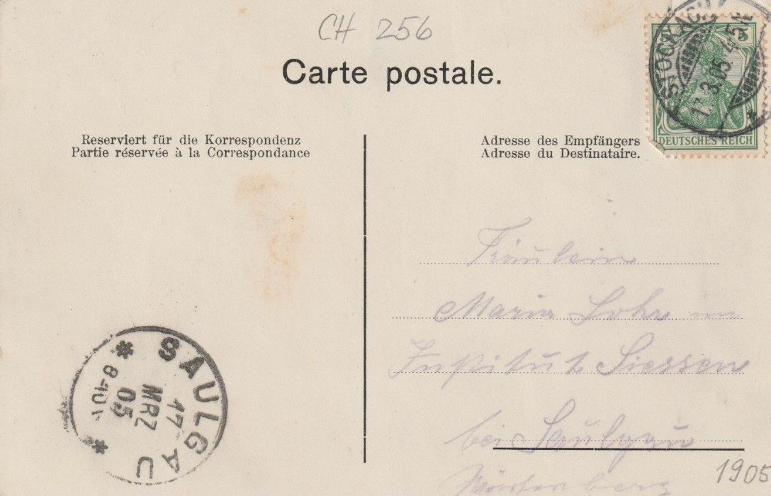 Ansichtskarten: CH 256 Basel, mit 12 kleinen Einzelbildern, 1905 – Gebraucht aus Freienbach von Bhaltis 1