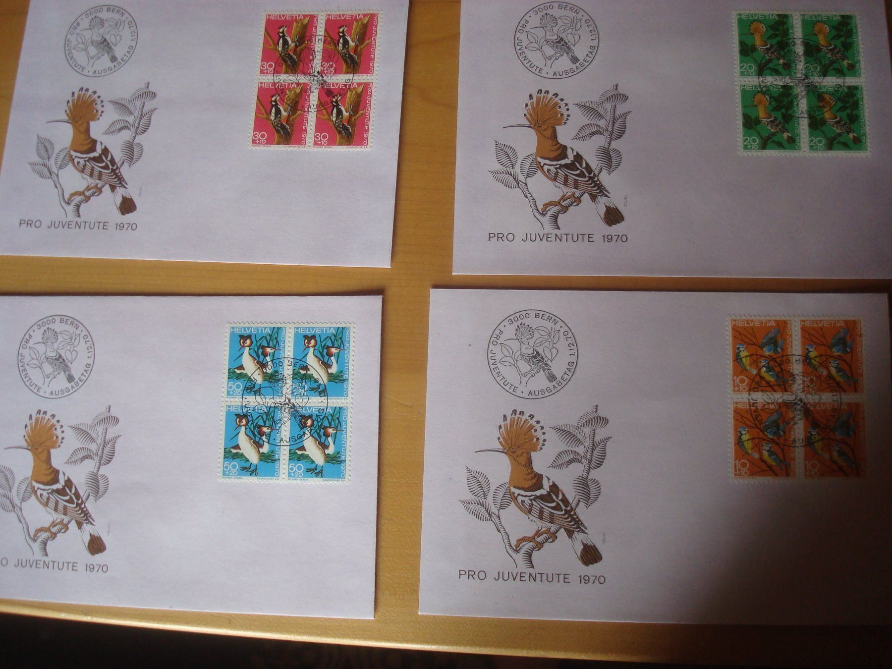 Alle Briefmarken: PJ 1970 FDC Serie einzeln und 4er – Gebraucht aus Gordola von Polentaefung 1