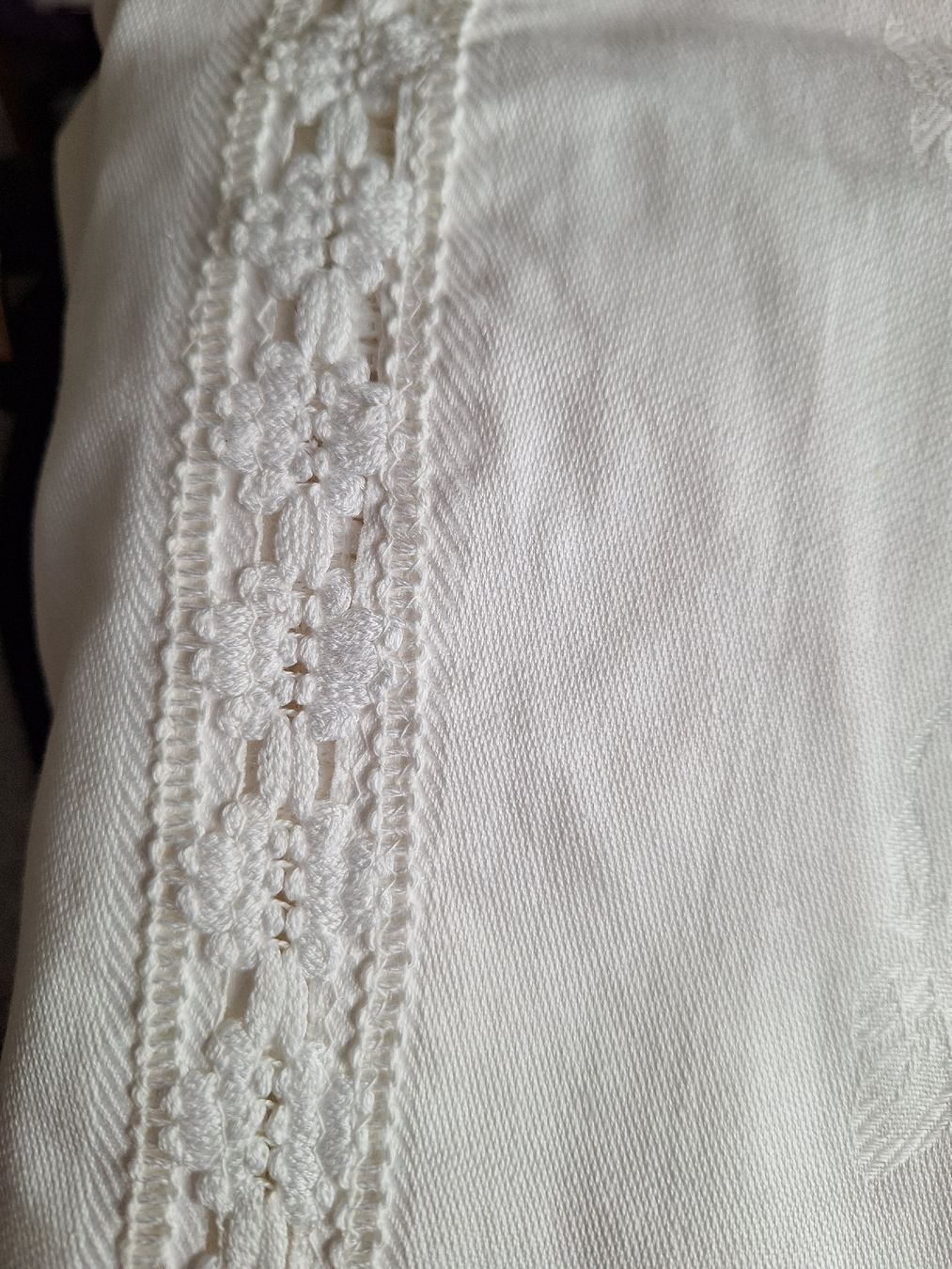 Altra biancheria da tavola: Nappe blanche dentelle état neuve 210x160 – Nuovo (secondo la descrizione) da Genève venduto da maria1209