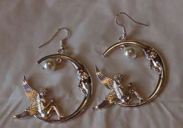 Boucles d'oreilles Lune Féérique Argentée neuf