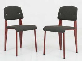 Vitra Standard SR Stuhl von Jean Prouvé mit grauem Polster