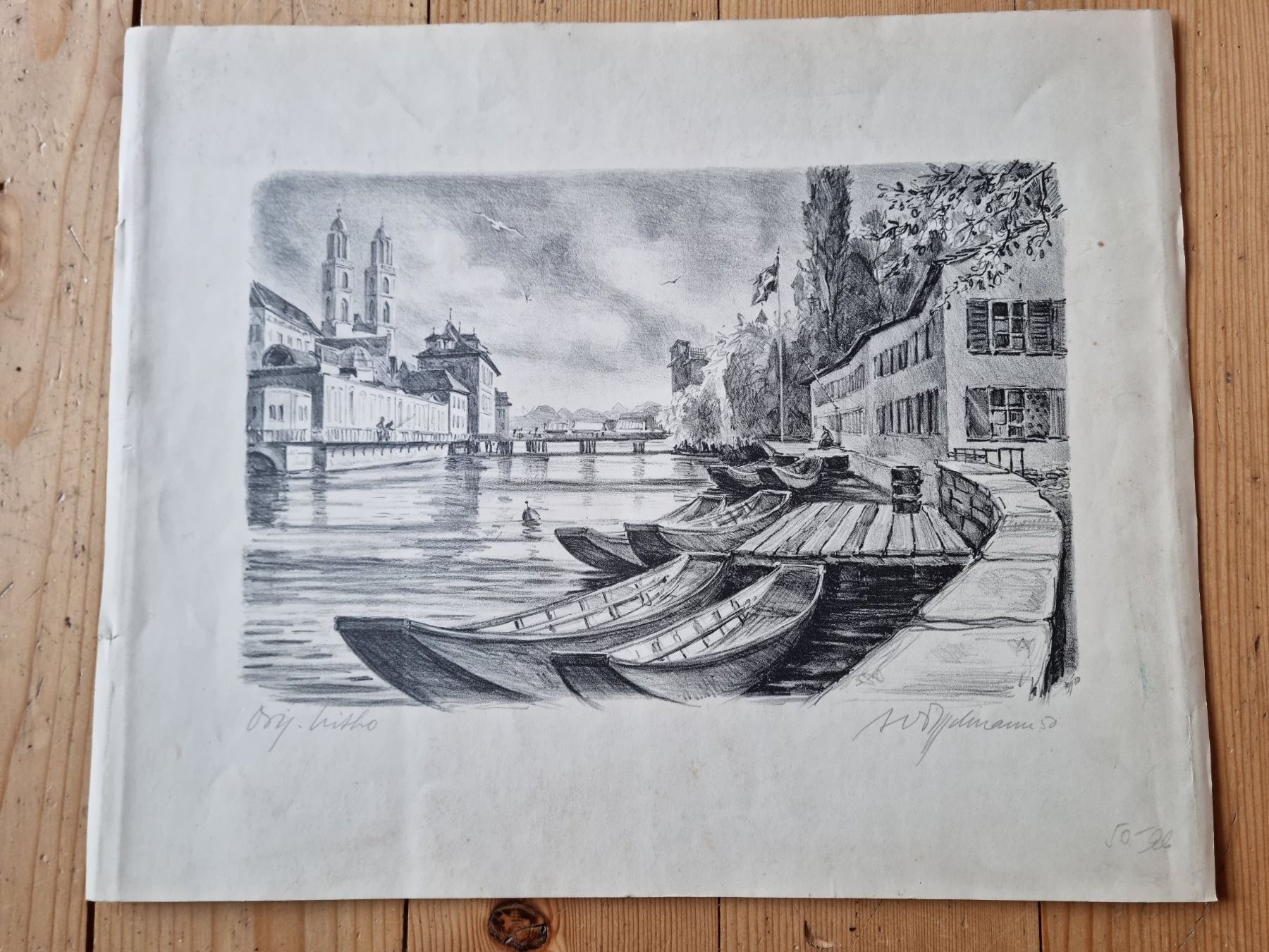 Grafica & Litografie: Zürich schöne belebte Ansicht 1950 Litho – Nuovo (secondo la descrizione) da Trachslau venduto da bastet06