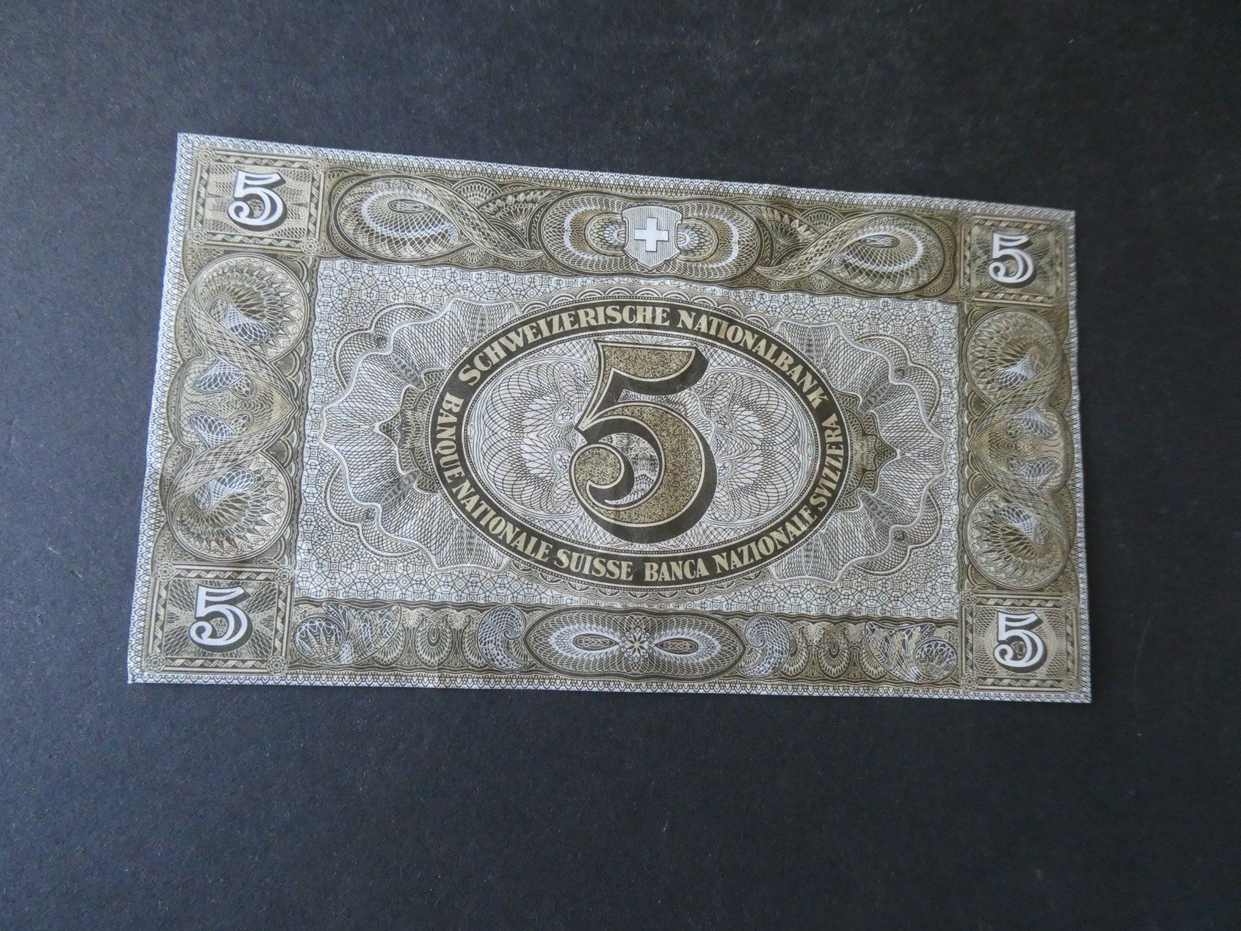 Banknoten: Schweiz 1952, 5 Franken – Gebraucht aus Hinterforst von Rohusri 1