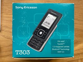 Sony Ericsson T303 Black – Slider Handy – OVP + Ladekabel