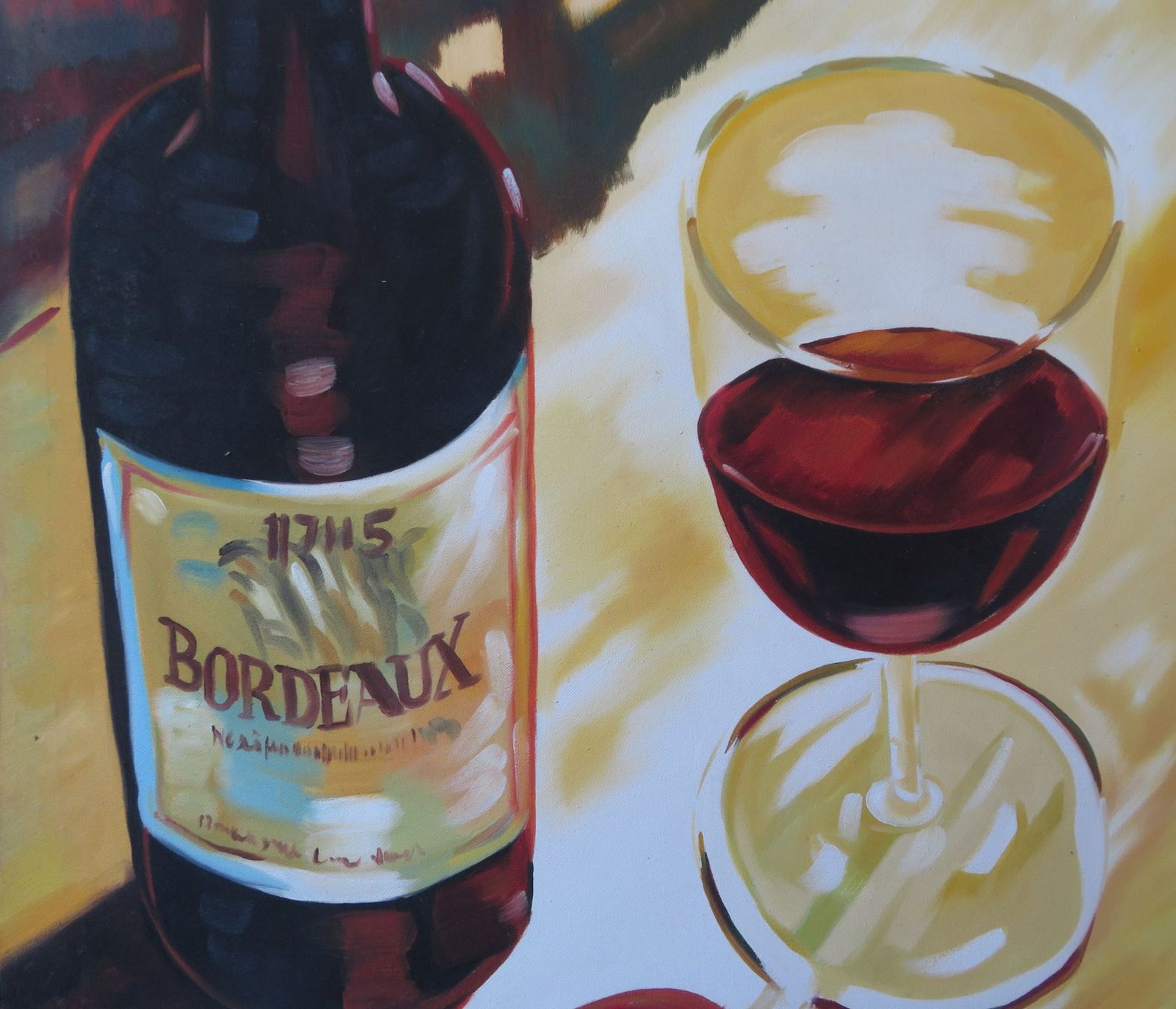 Gemälde: Acryl- / Ölgemälde "Stillleben mit Rotwein", 79x100 cm – Gebraucht aus Oberriet SG von ganesh435 2