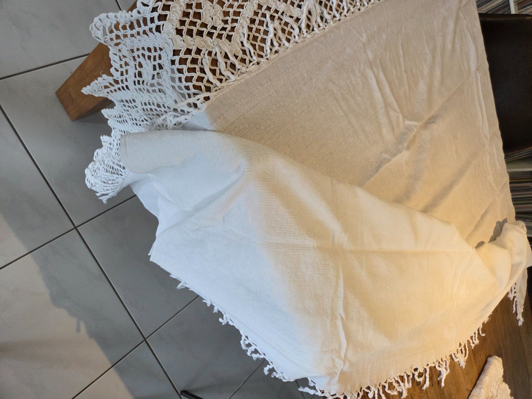 Coperte: Bettüberwurf oder Tischtuch, antikes Leinen – Usato da Morgarten venduto da Haiden 2