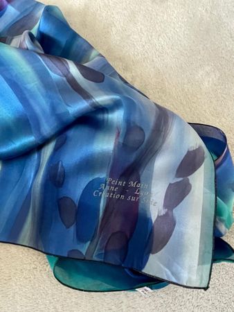 Foulard en Soie Peint Main Anne-Lys Création Unique!