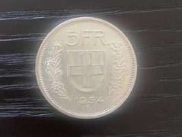1 x 5 Franken Schweiz 1954 – zirkuliert