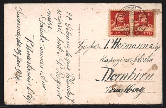 Cartoline postali: Sursee, Blick auf das Kapuziner-Kloster – Usato da Berlin venduto da bartko-reher 1