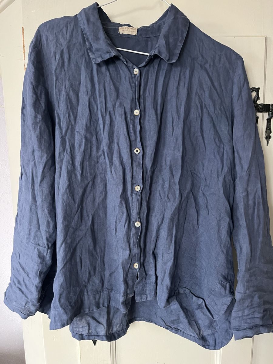 Camicette: Damenhemd langarm blau Leinen – Usato da Winterthur venduto da Hopesfall 1