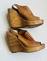 Tan Leather Summer Wedges Size 9M