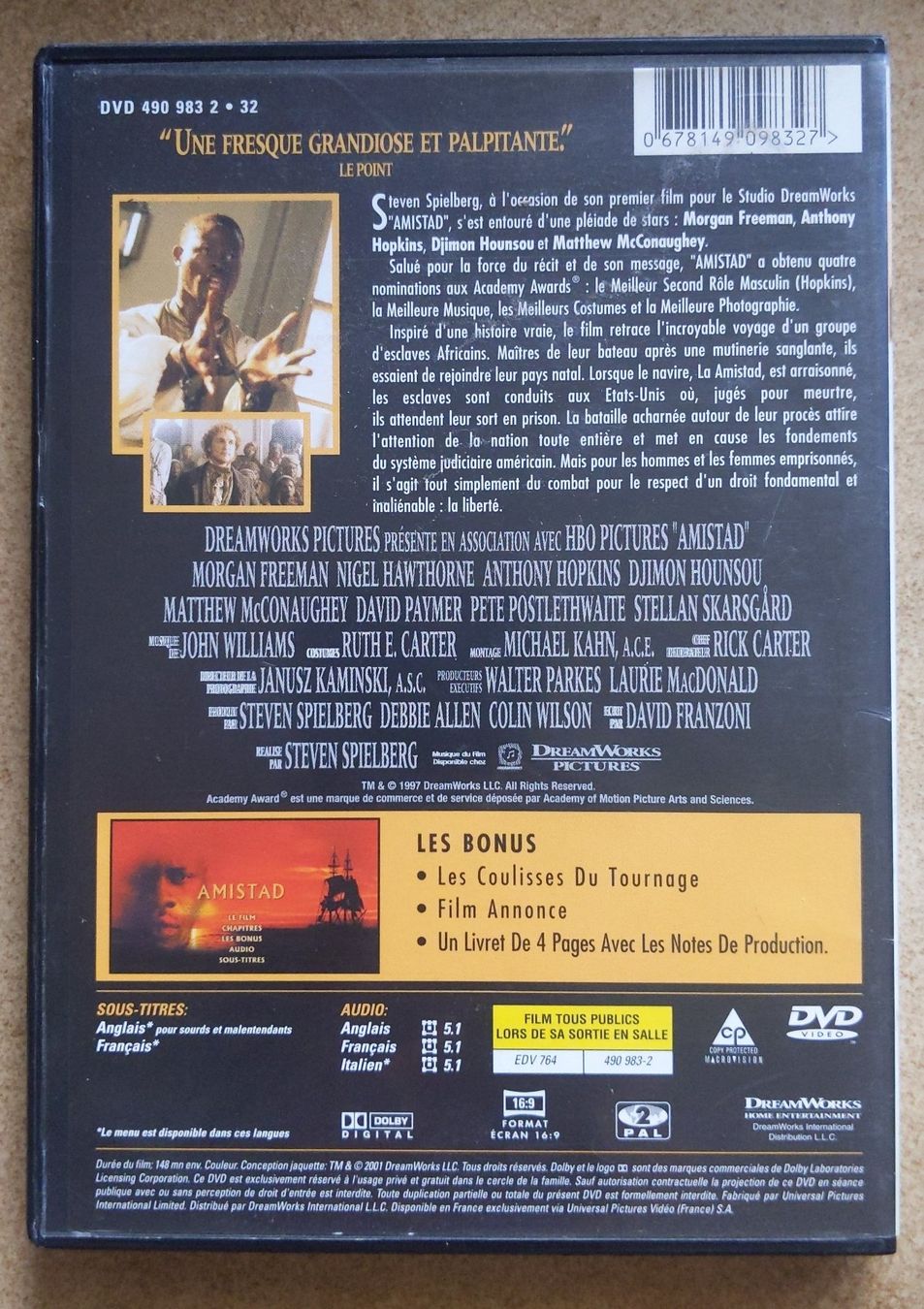 Tous les DVDs: DVD Amistad -  Steven Spielberg – D'occasion à Orsieres par IndianaJones50a 1