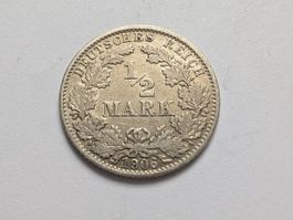 🇩🇪 1/2 Mark 1906 G - *** Silver 2.78g .900