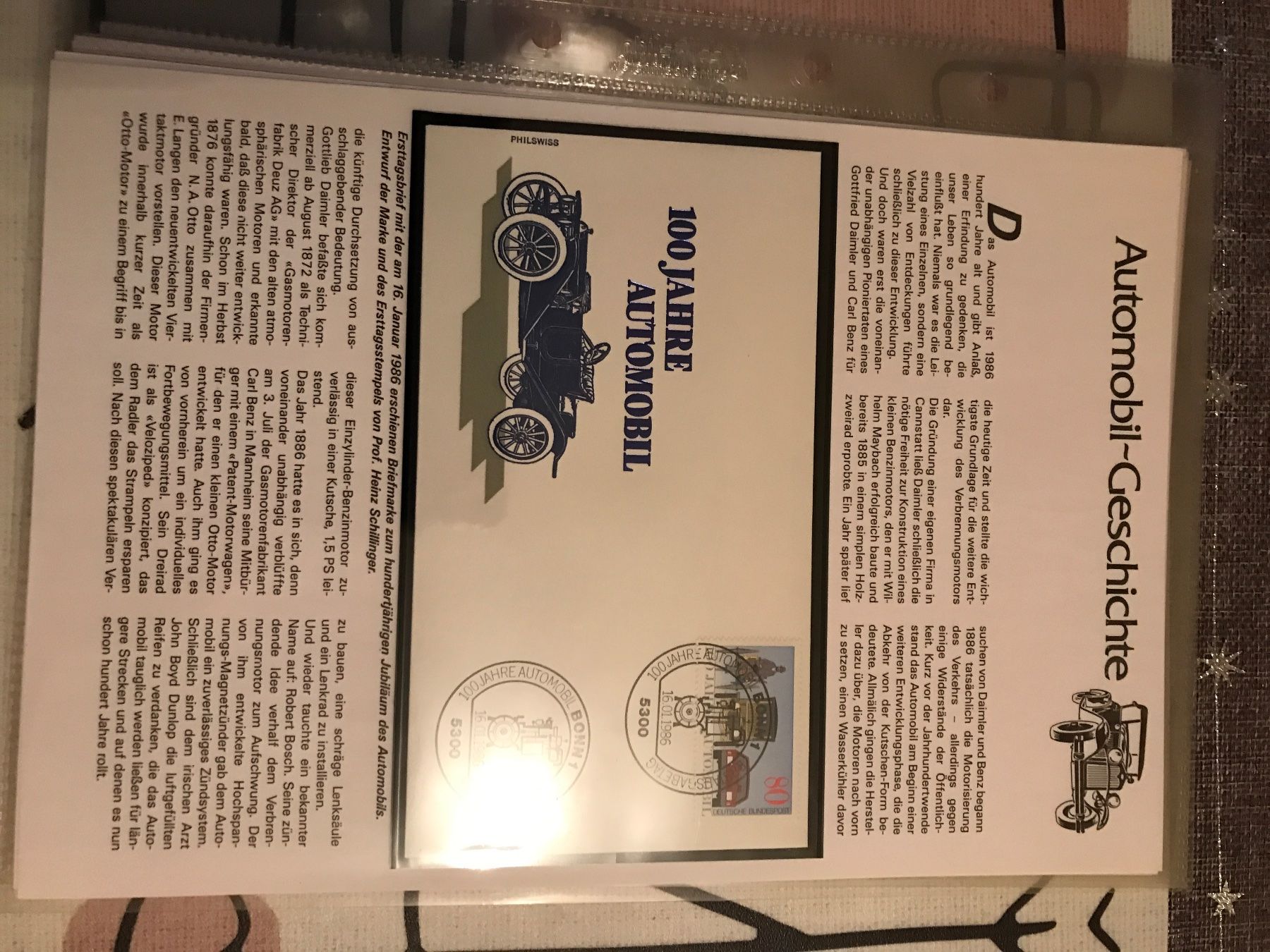 Tutti i francobolli: 9 Seiten Automobil-Geschichte 1986 – Usato da St. Gallen venduto da Setin