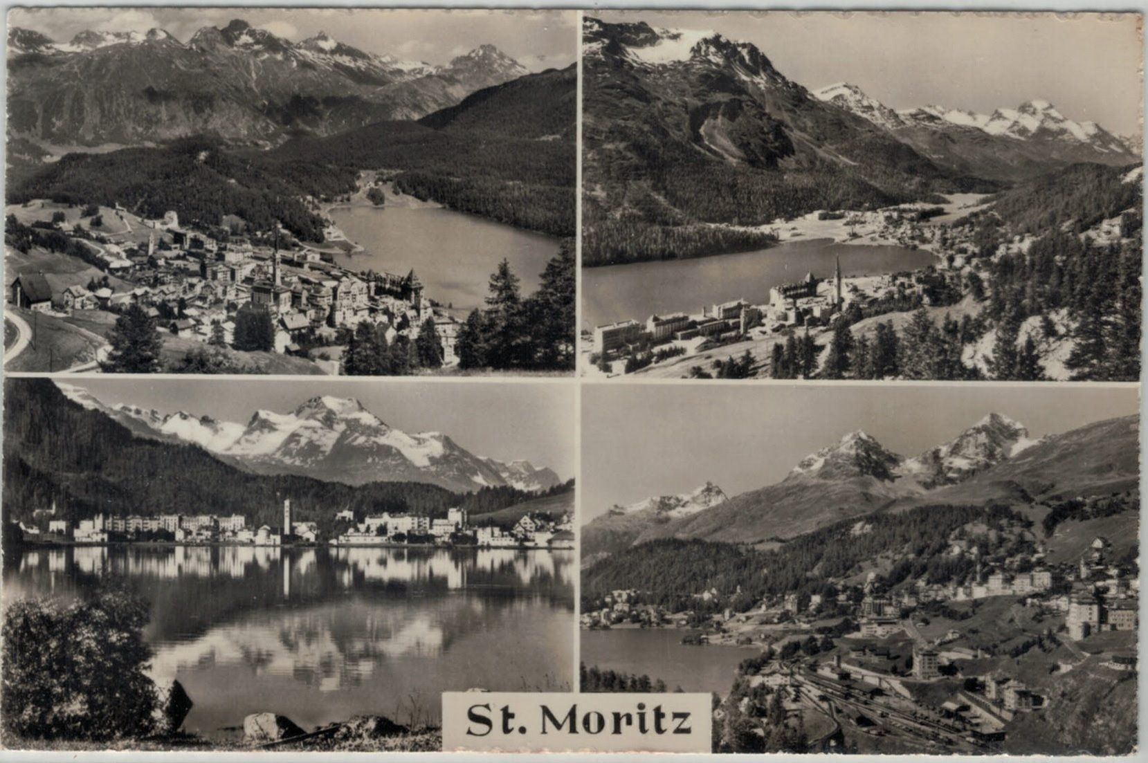 Cartoline postali: GR 87 St. Moritz 4 Bilder 1958 – Usato da Fribourg venduto da philafri