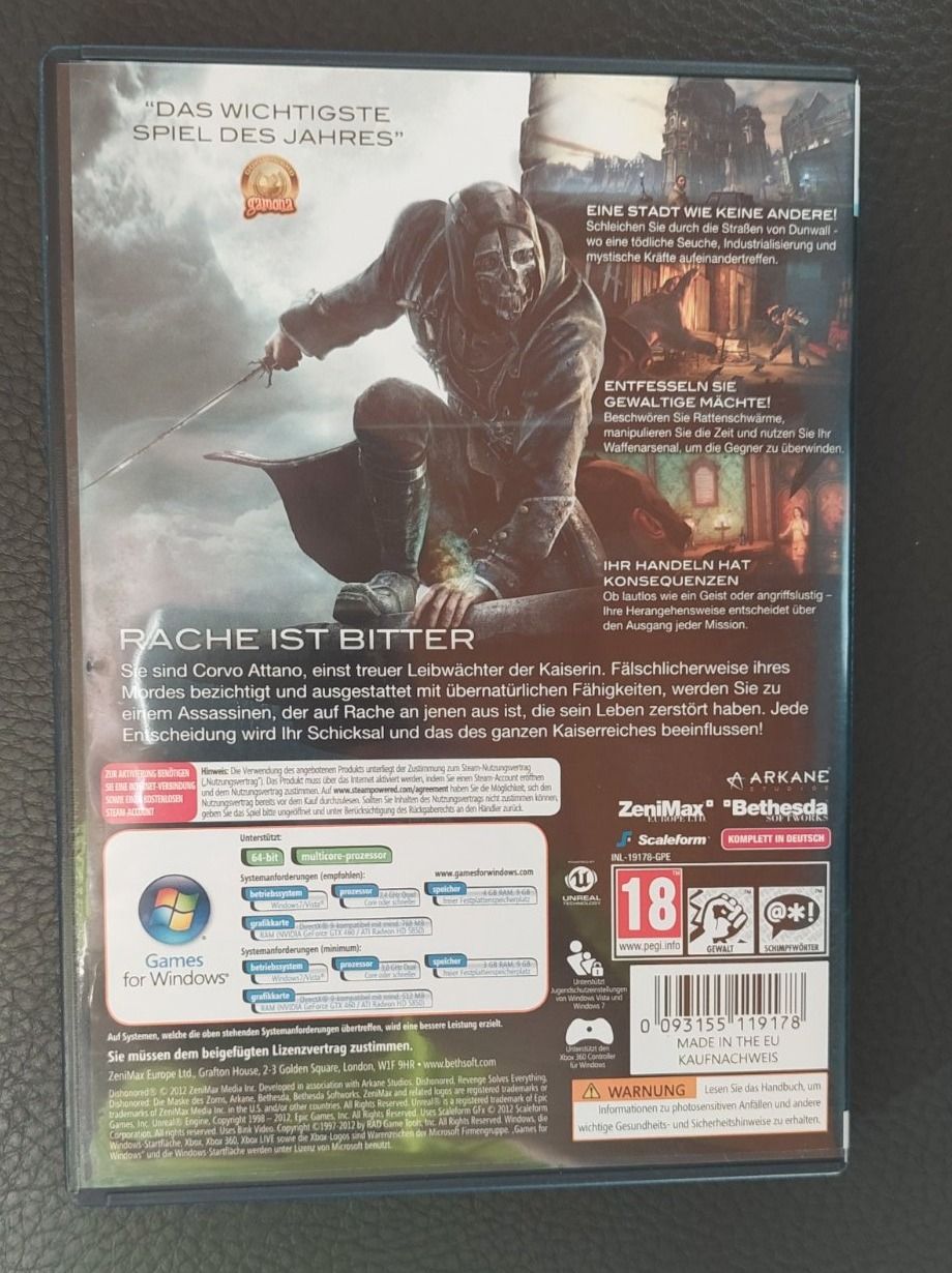 Microsoft Spiele: PC Game DisHonored – Gebraucht aus Erlinsbach von pfunky 1