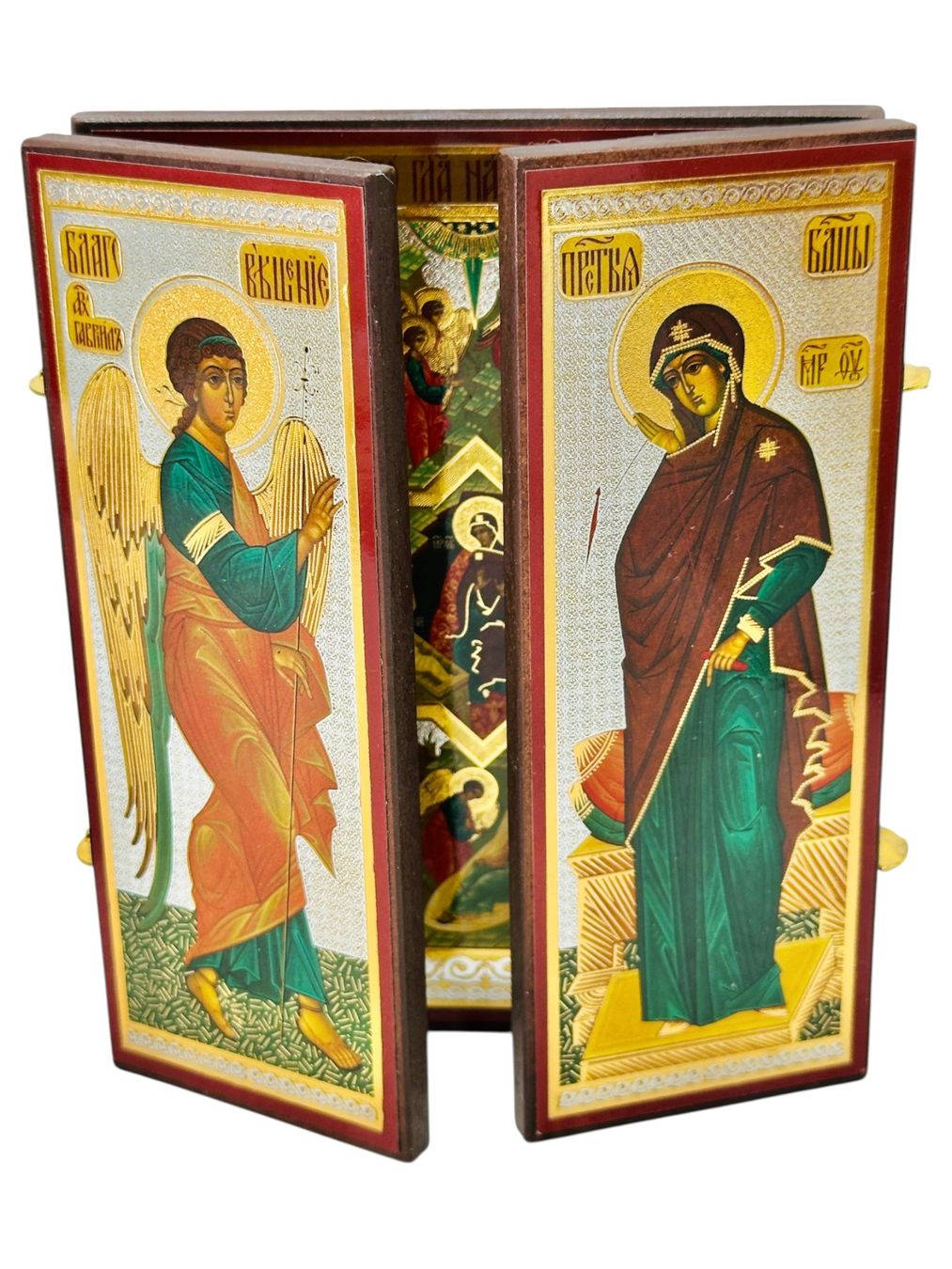Dipinti: Triptyque orthodoxe bois représentant la Sainte Annonciation – Usato da Morges venduto da sauveurdetresors 2