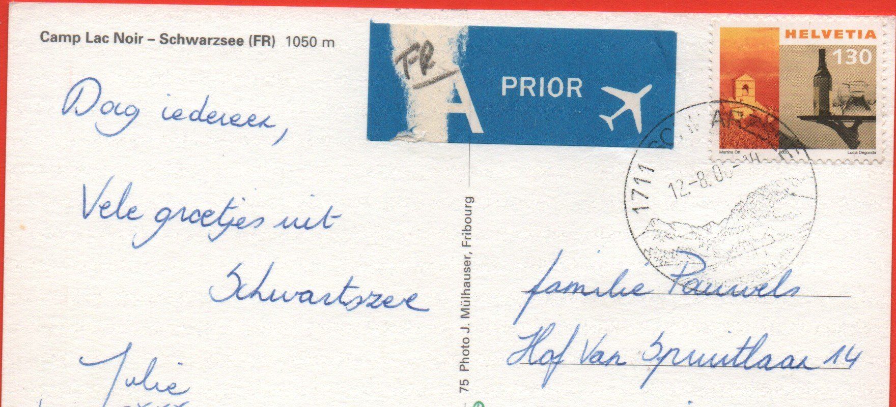 Cartoline postali: SCHWARZSEE FR Camp Lac Noir – Usato da Jona venduto da philajona 1