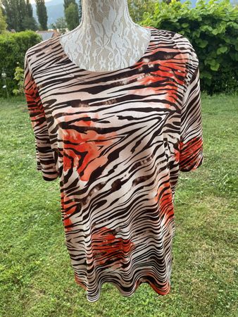 T-Shirt XL Zebra Rot Beige Stretchig Animal 71 Animalprint