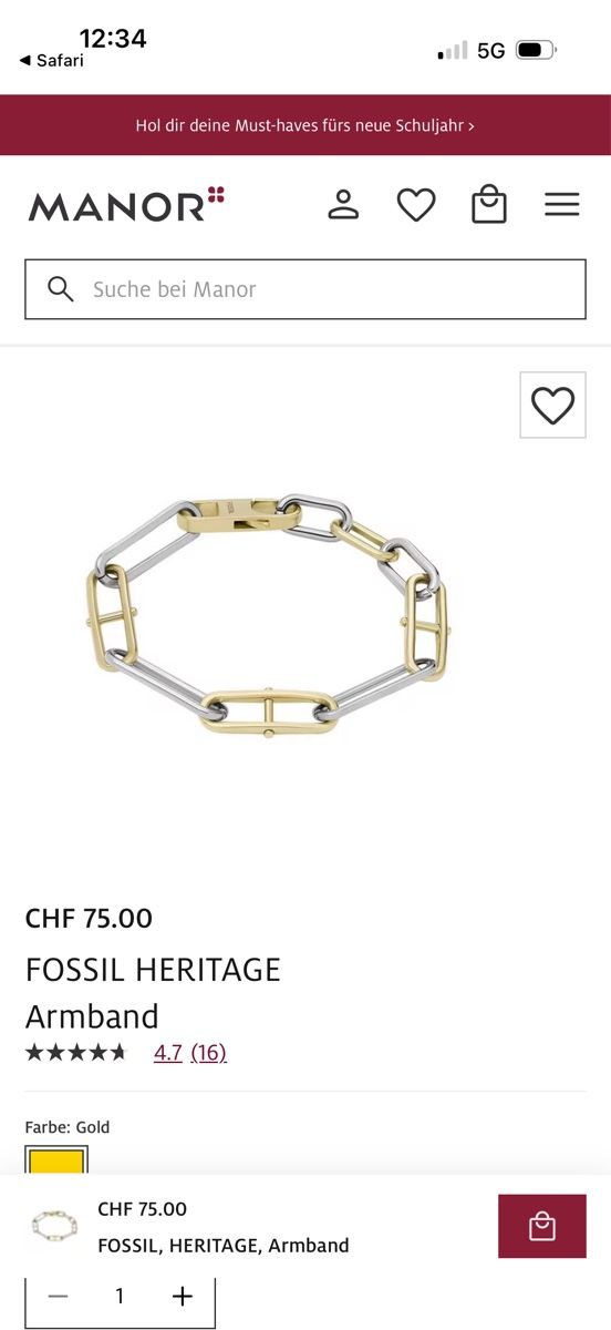 Fossil Armbänder & -reifen: FOSSIL HERITAGE Armband Gold neu mit Box – Neu und originalverpackt aus Alosen von .AMEA. 3